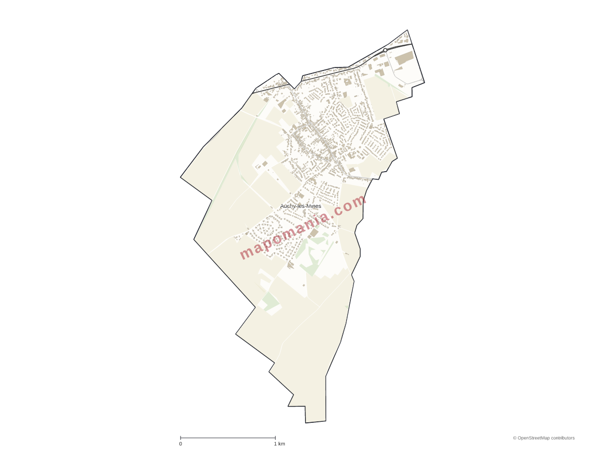 Carte de Auchy-les-Mines à personnaliser