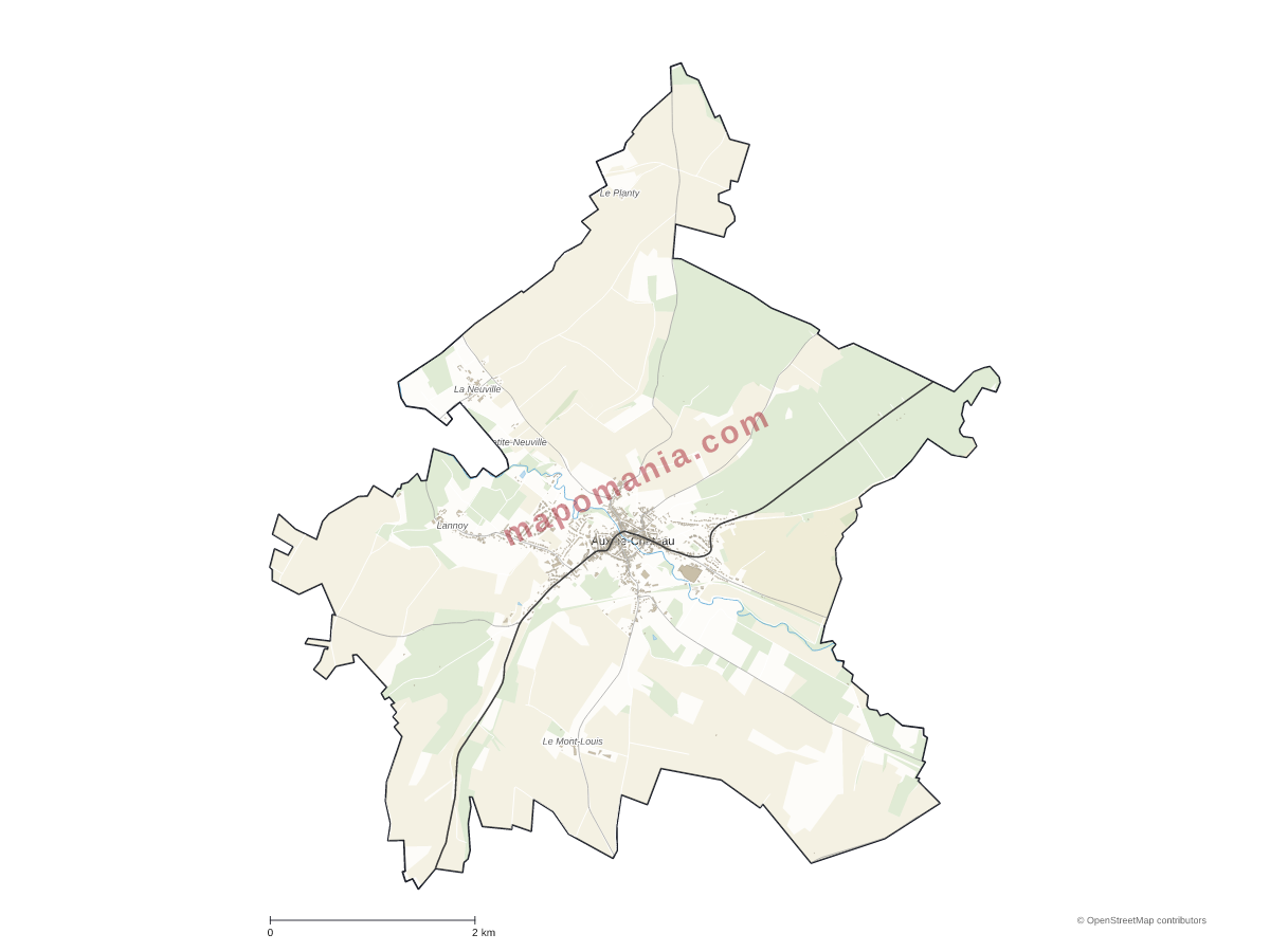 Carte de Auxi-le-Château à personnaliser