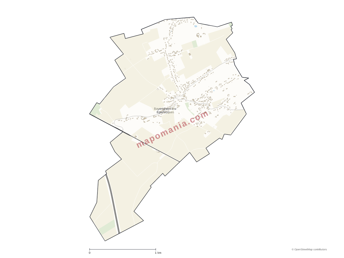 Carte de Bayenghem-lès-Éperlecques à personnaliser