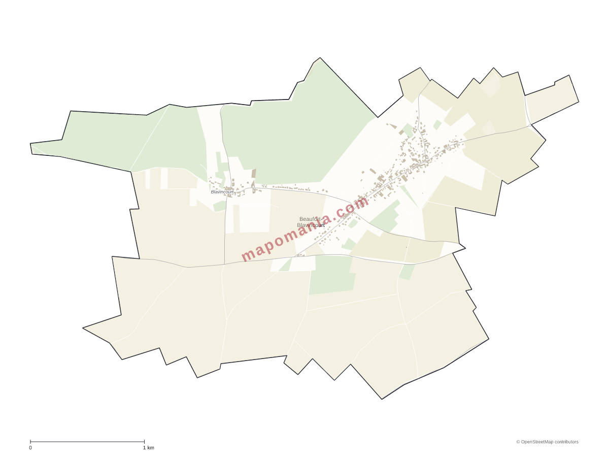 Carte de Beaufort-Blavincourt à personnaliser