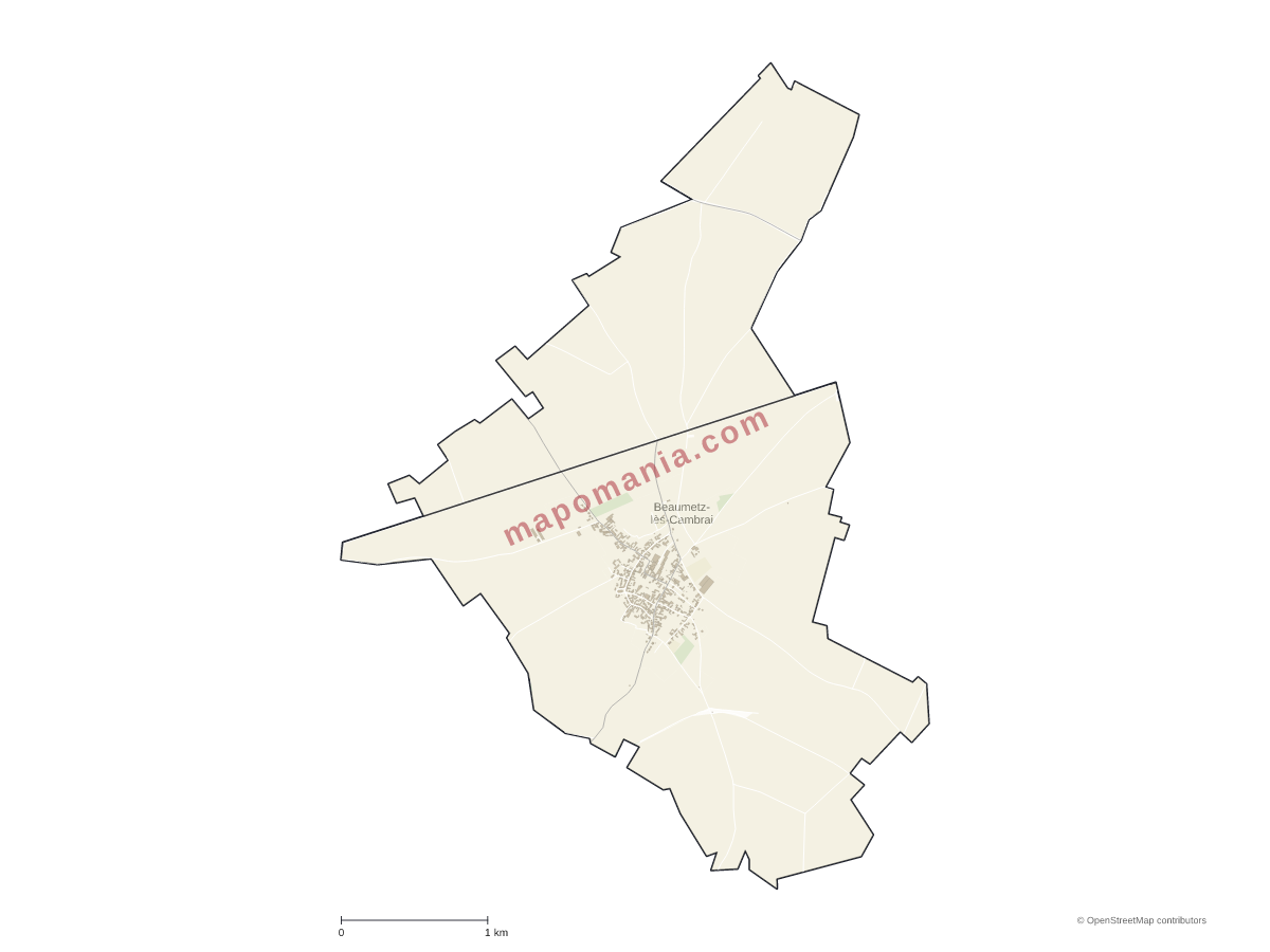 Carte de Beaumetz-lès-Cambrai à personnaliser