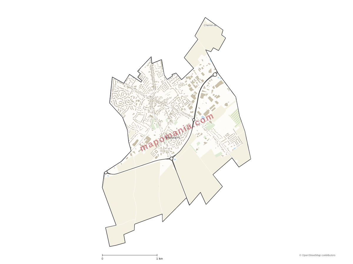 Carte de Beaurains à personnaliser