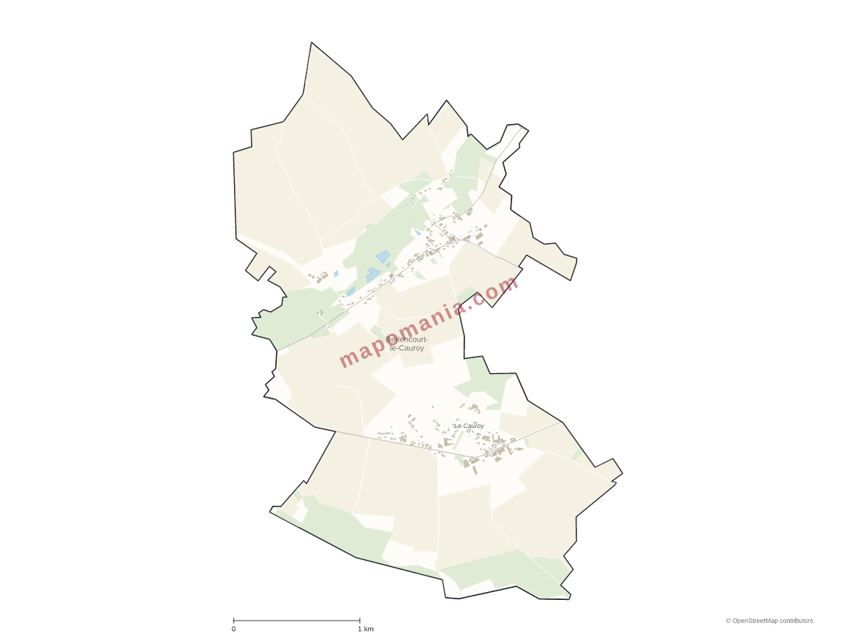 Carte de Berlencourt-le-Cauroy à personnaliser