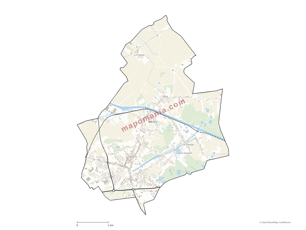 Carte de Beuvry à personnaliser