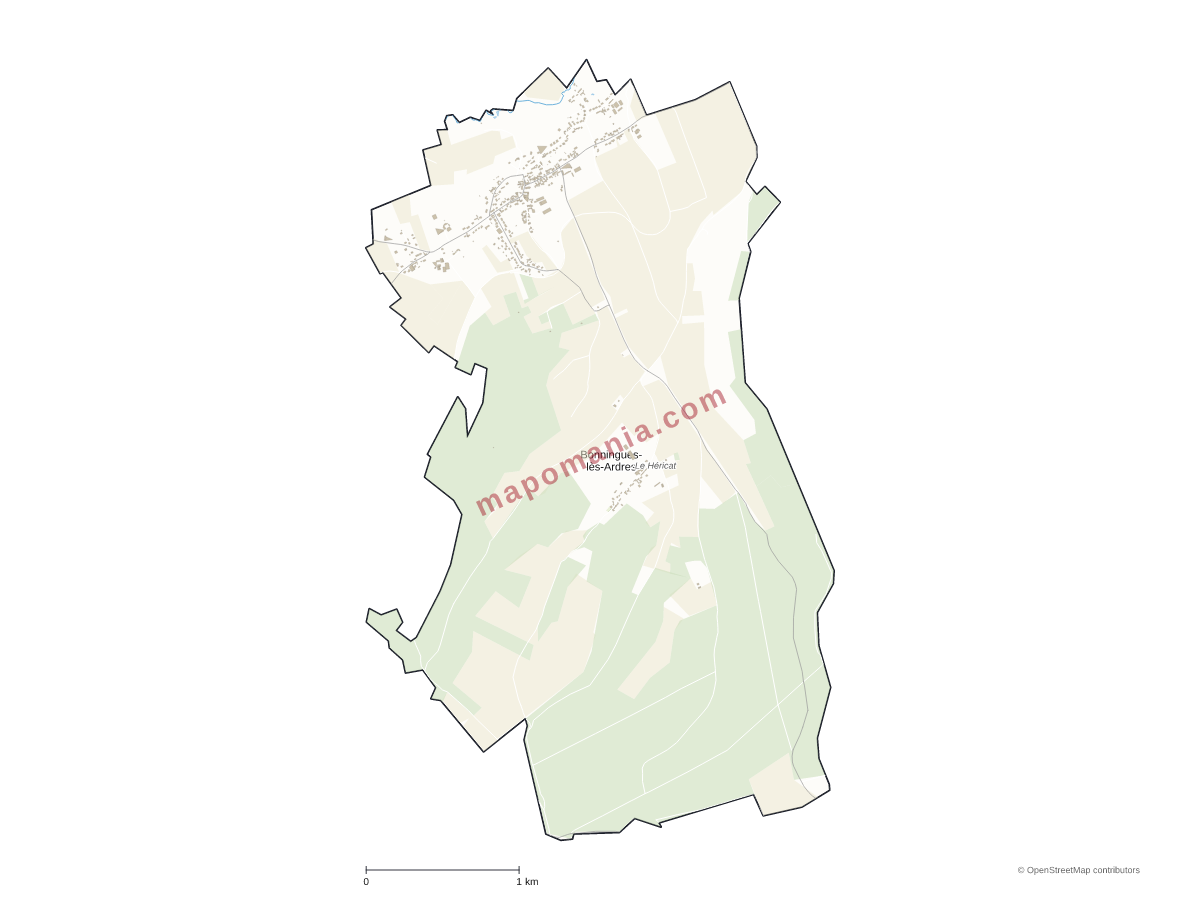Carte de Bonningues-lès-Ardres à personnaliser