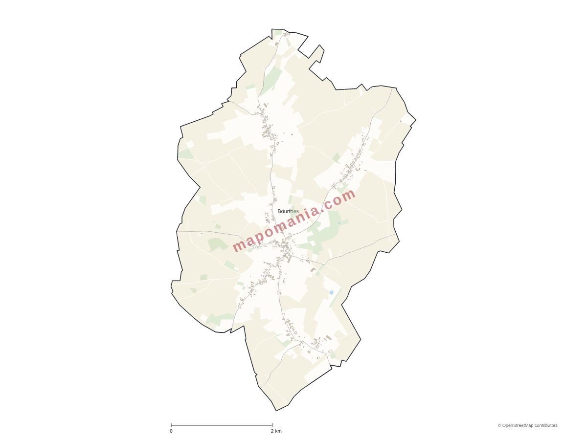 Carte de Bourthes à personnaliser