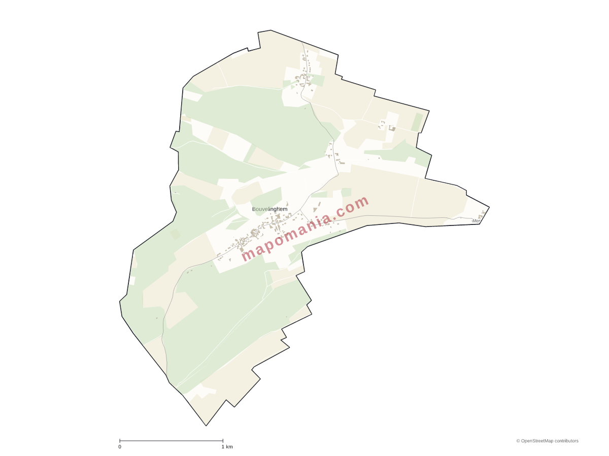 Carte de Bouvelinghem à personnaliser