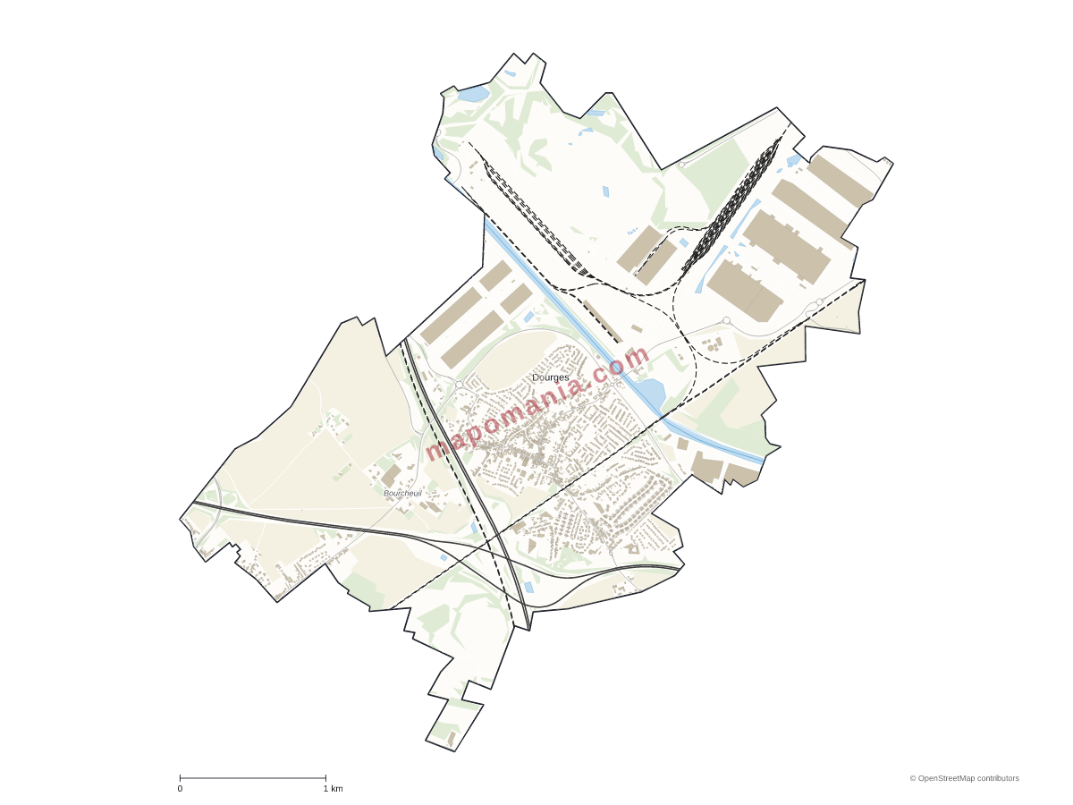 Carte de Dourges à personnaliser