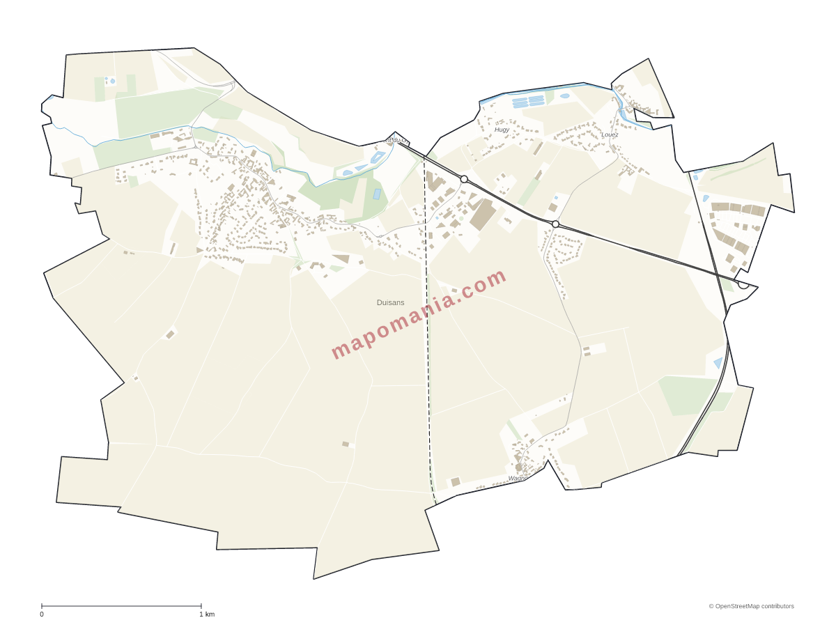Carte de Duisans à personnaliser