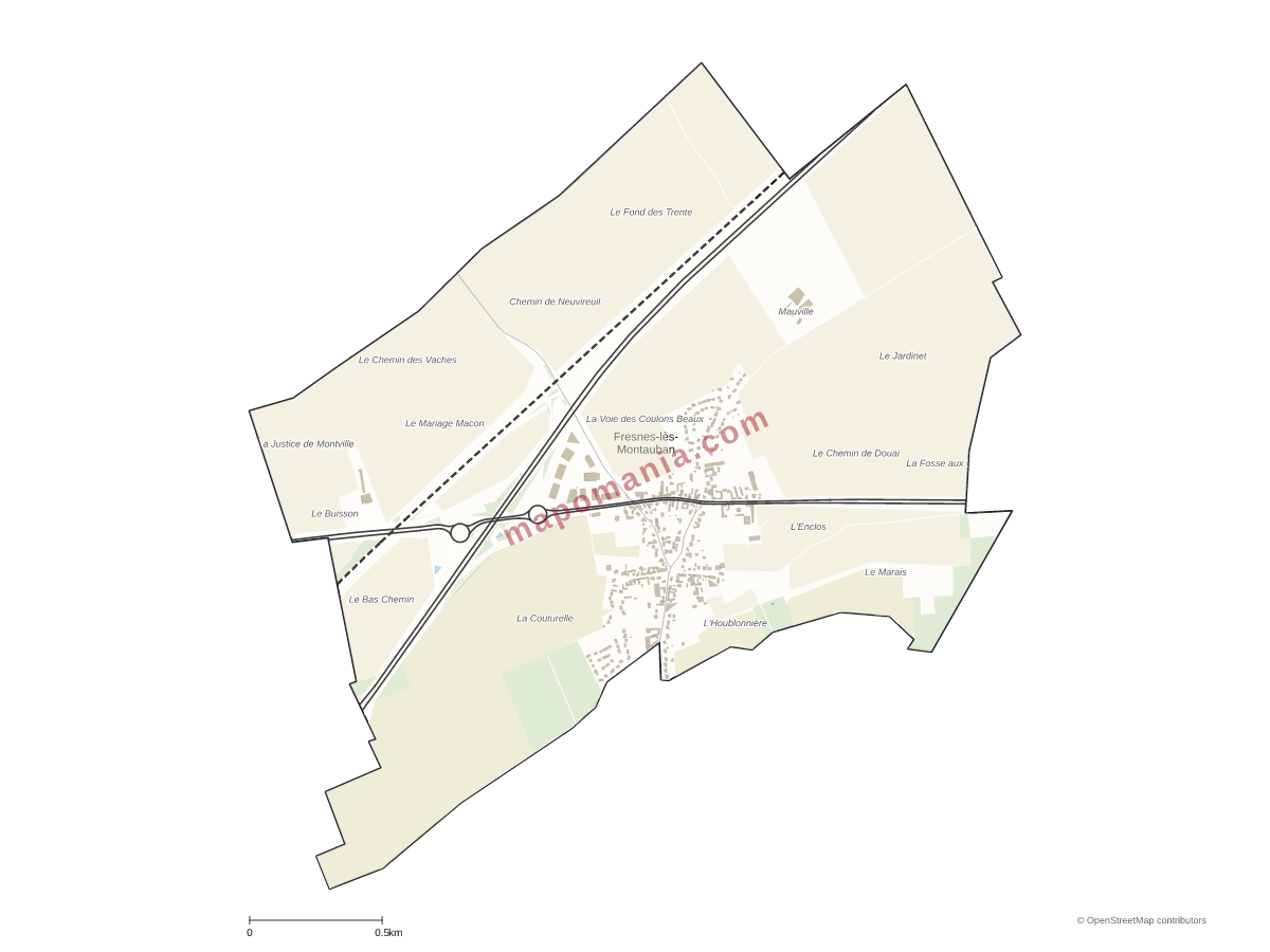 Carte de Fresnes-lès-Montauban à personnaliser