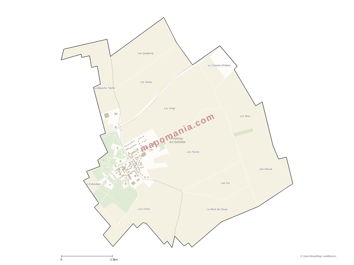 Carte de Fresnoy-en-Gohelle à personnaliser