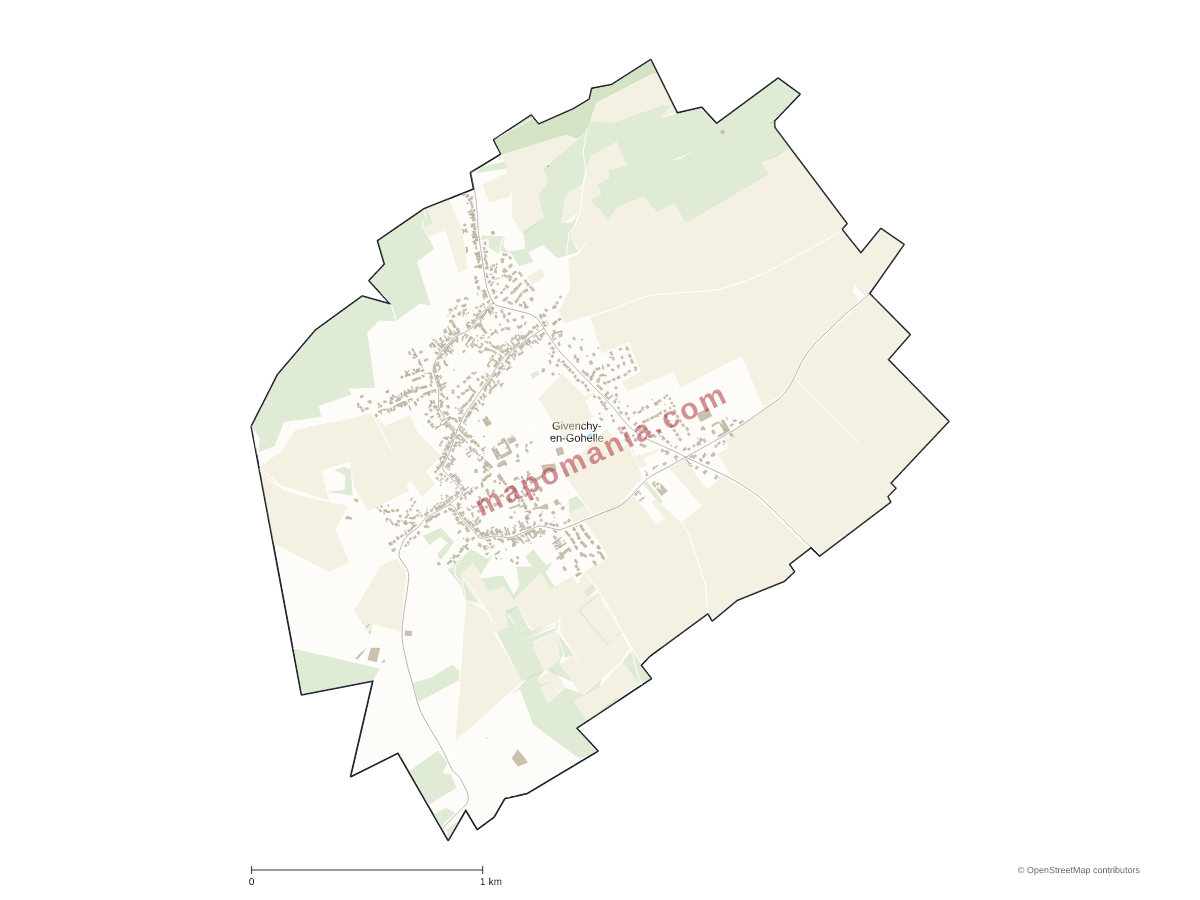 Carte de Givenchy-en-Gohelle à personnaliser