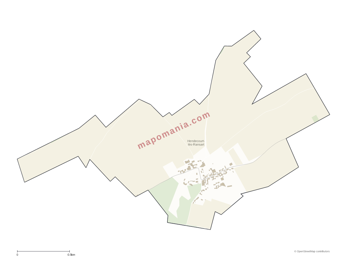 Carte de Hendecourt-lès-Ransart à personnaliser