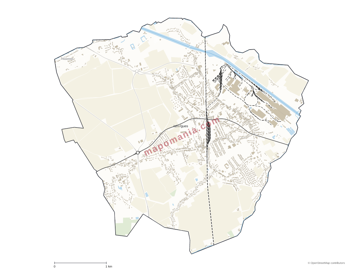 Carte de Isbergues à personnaliser