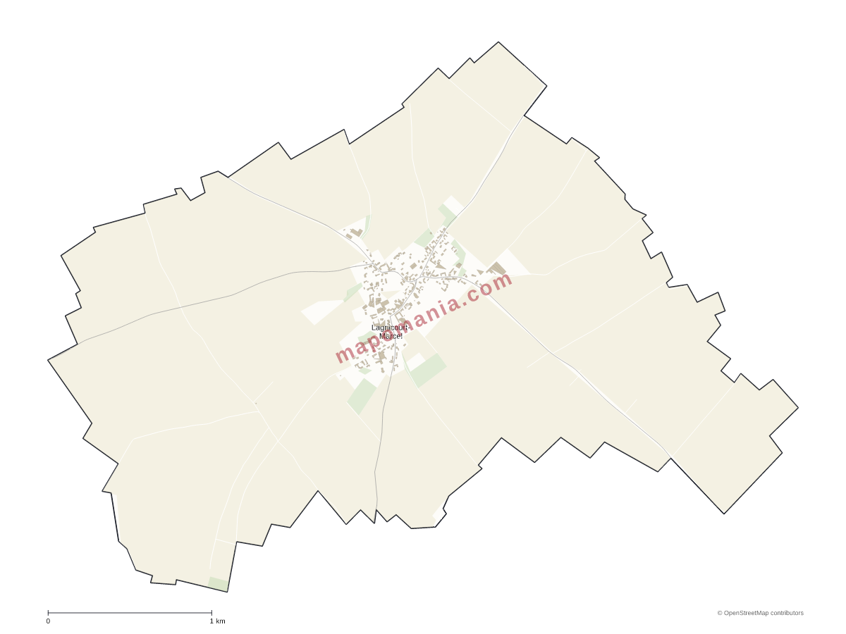 Carte de Lagnicourt-Marcel à personnaliser