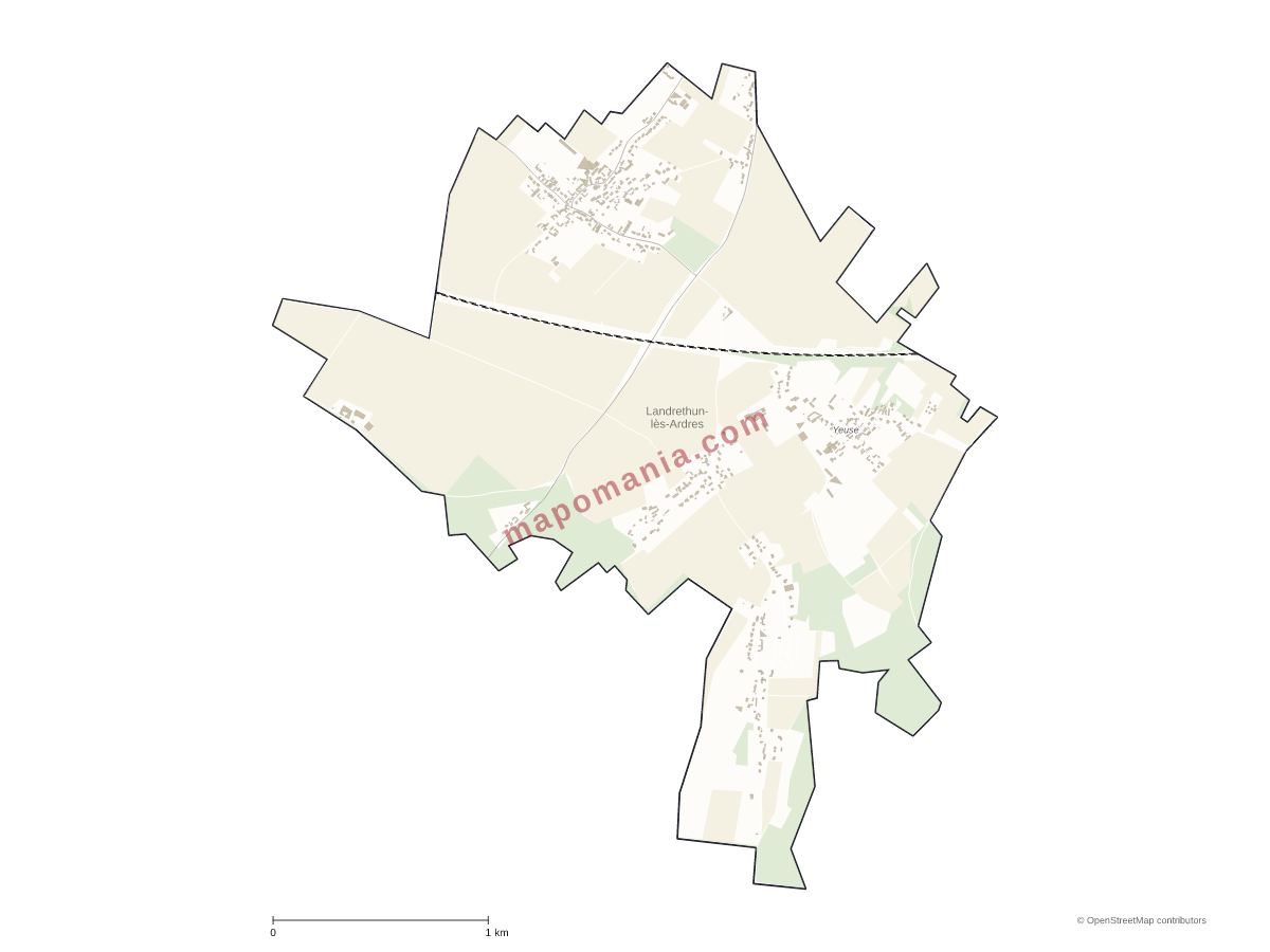 Carte de Landrethun-lès-Ardres à personnaliser
