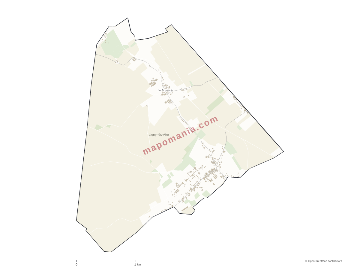 Carte de Ligny-lès-Aire à personnaliser