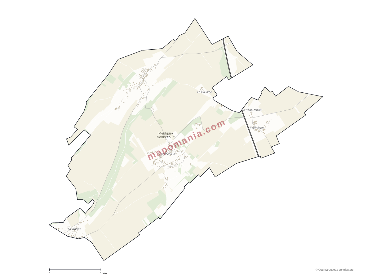 Carte de Mentque-Nortbécourt à personnaliser