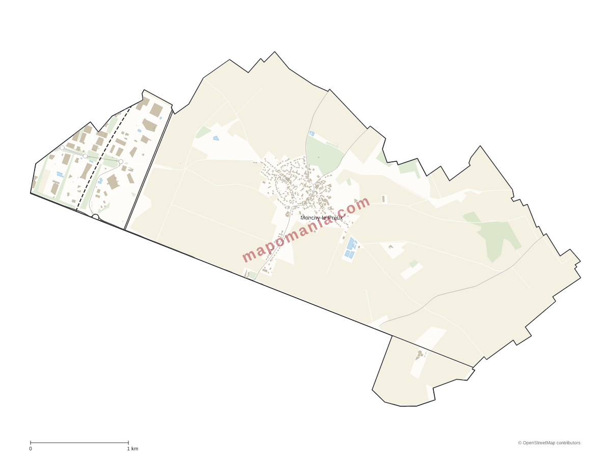 Carte de Monchy-le-Preux à personnaliser