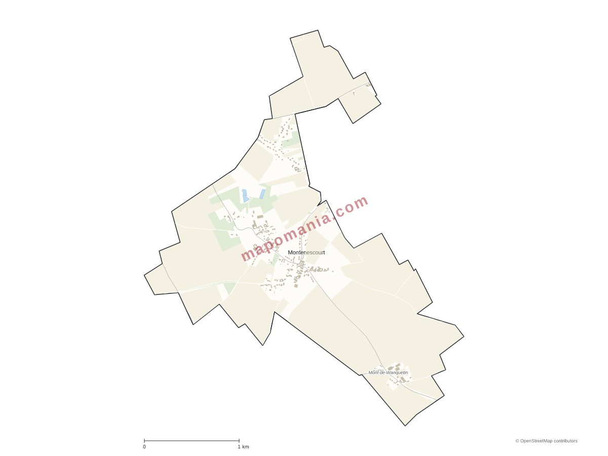 Carte de Montenescourt à personnaliser