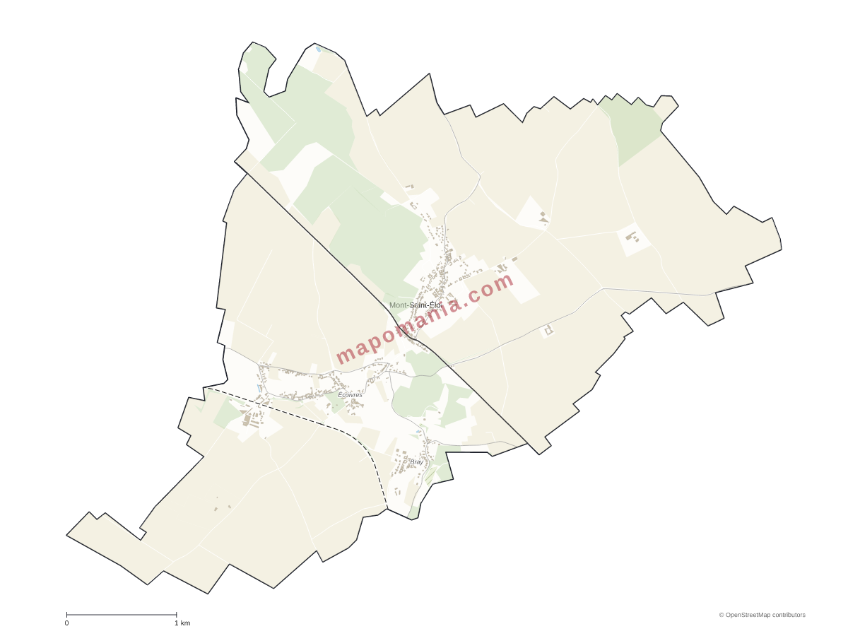 Carte de Mont-Saint-Éloi à personnaliser