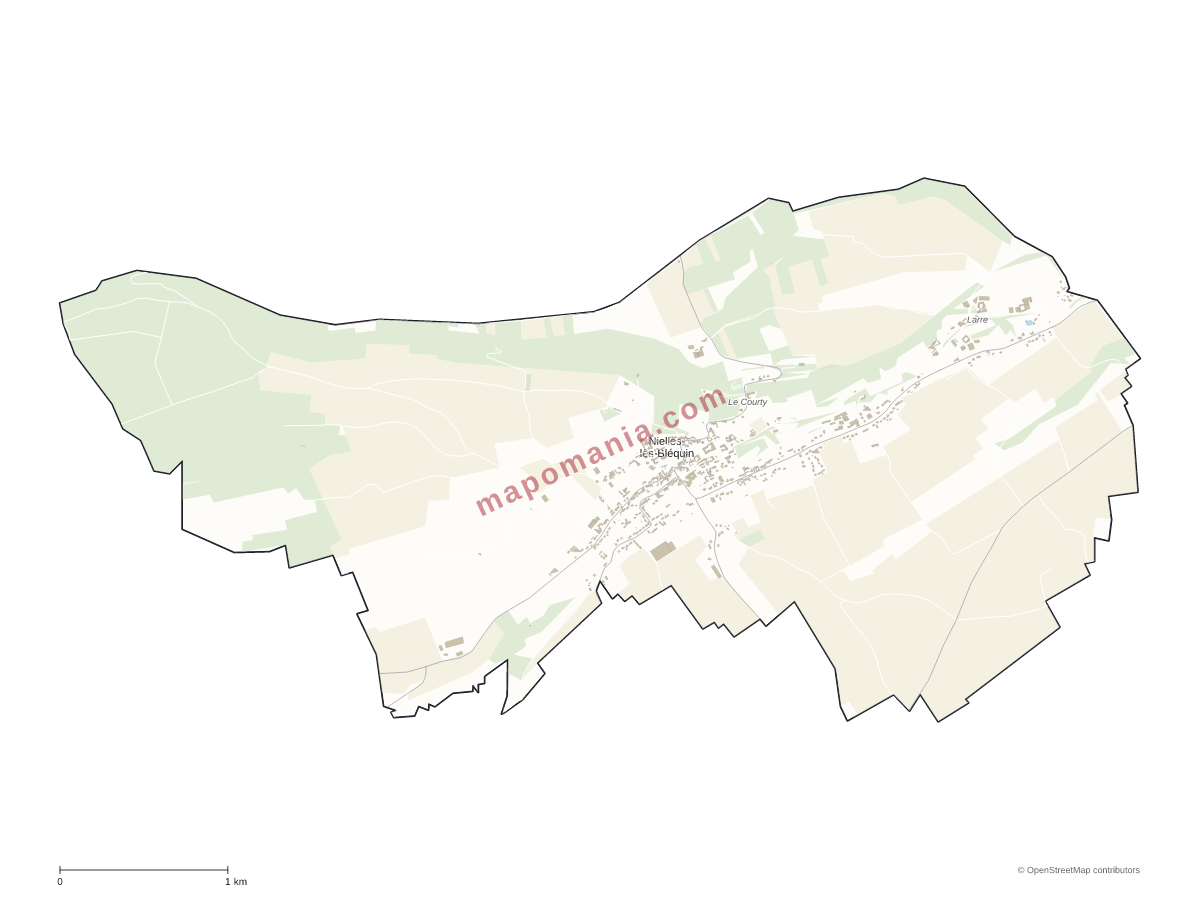 Carte de Nielles-lès-Bléquin à personnaliser
