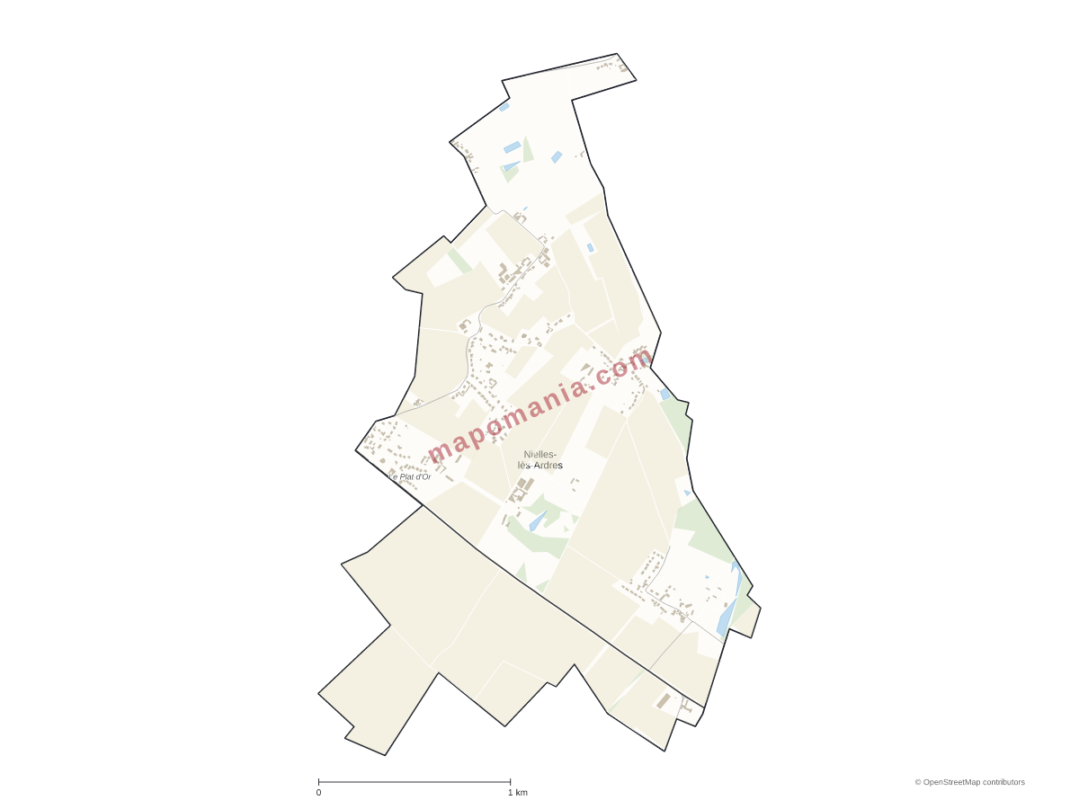 Carte de Nielles-lès-Ardres à personnaliser