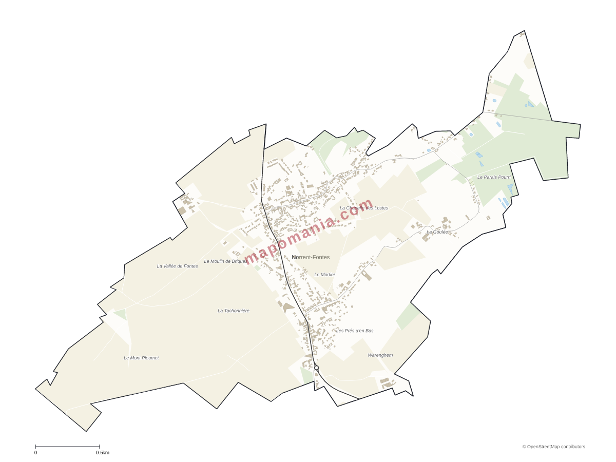 Carte de Norrent-Fontes à personnaliser