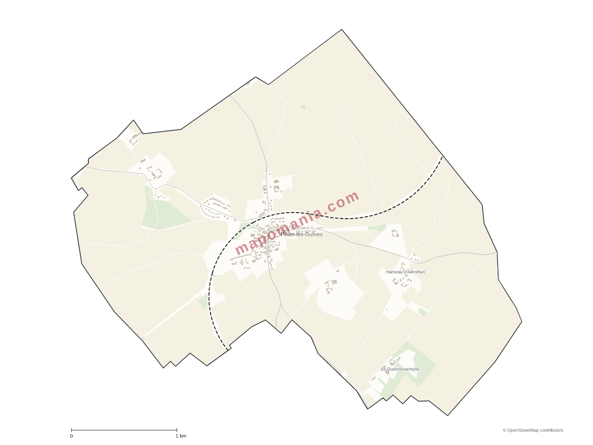 Carte de Pihen-lès-Guînes à personnaliser