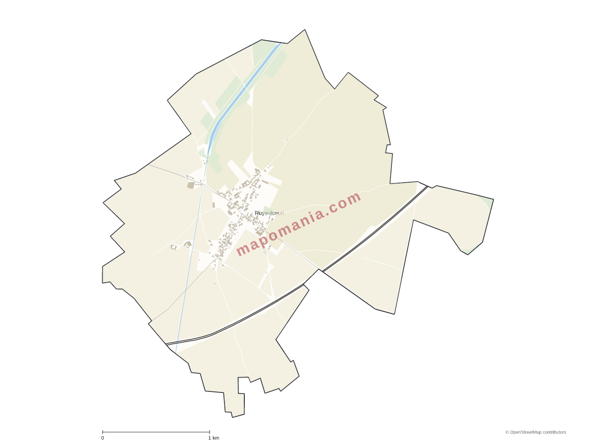 Carte de Ruyaulcourt à personnaliser