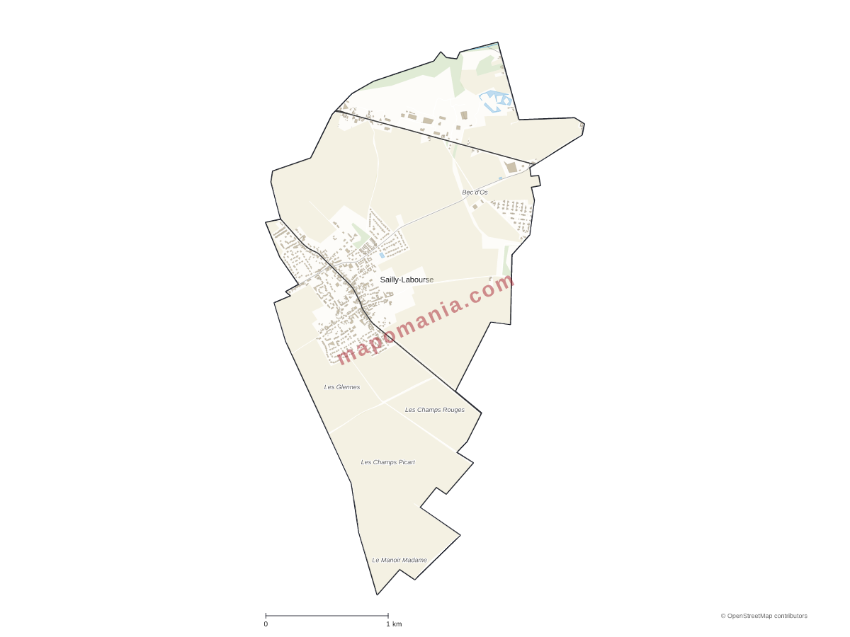 Carte de Sailly-Labourse à personnaliser