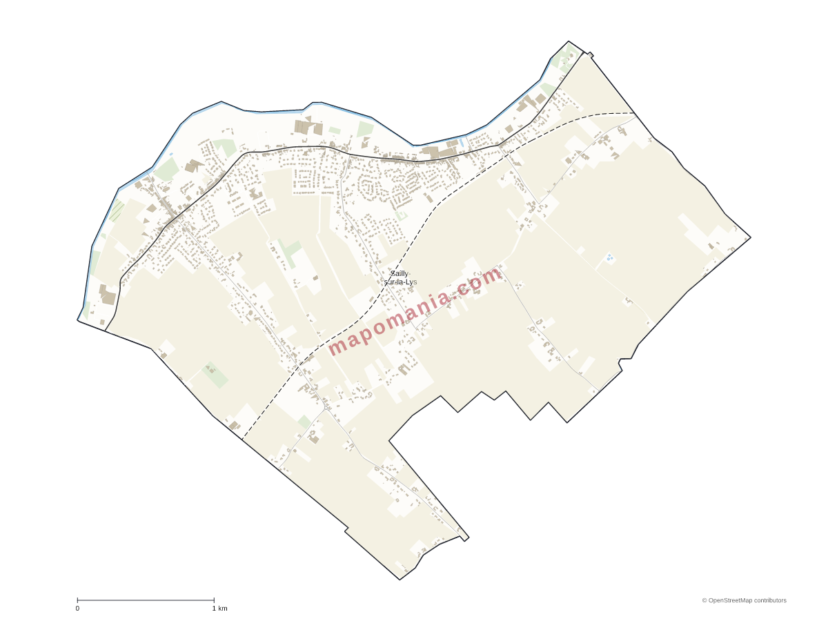 Carte de Sailly-sur-la-Lys à personnaliser