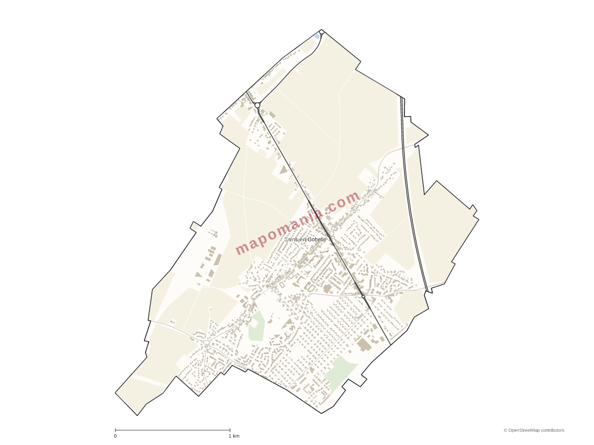 Carte de Sains-en-Gohelle à personnaliser