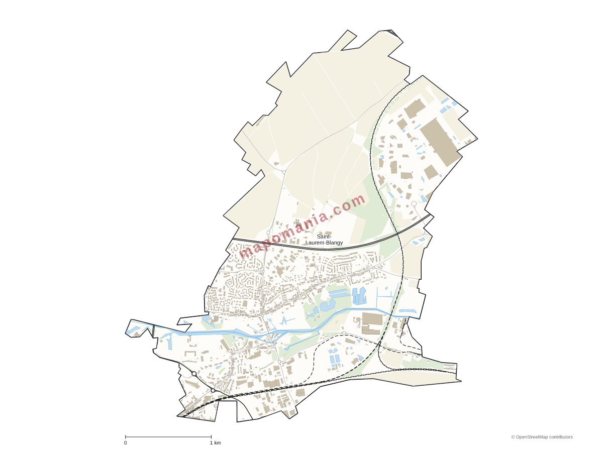 Carte de Saint-Laurent-Blangy à personnaliser