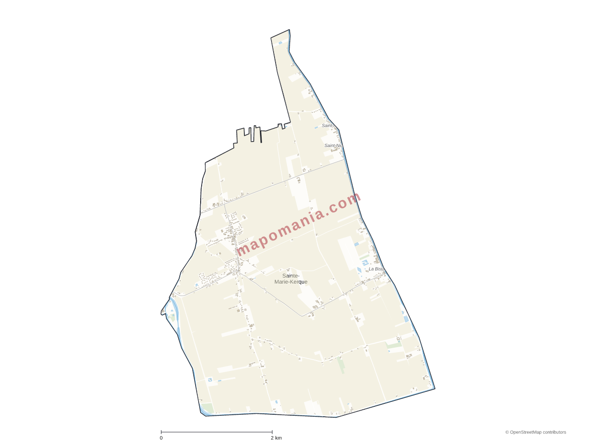 Carte de Sainte-Marie-Kerque à personnaliser