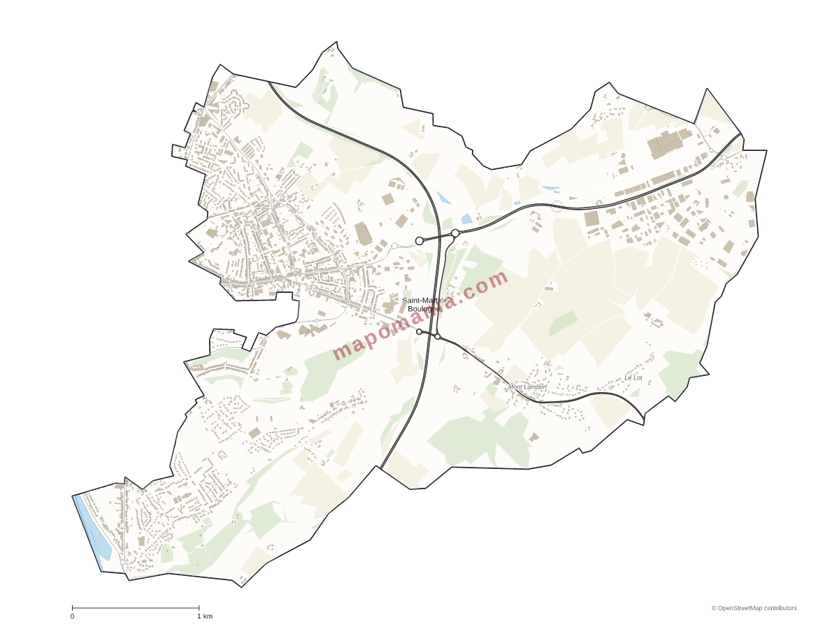 Carte de Saint-Martin-Boulogne à personnaliser