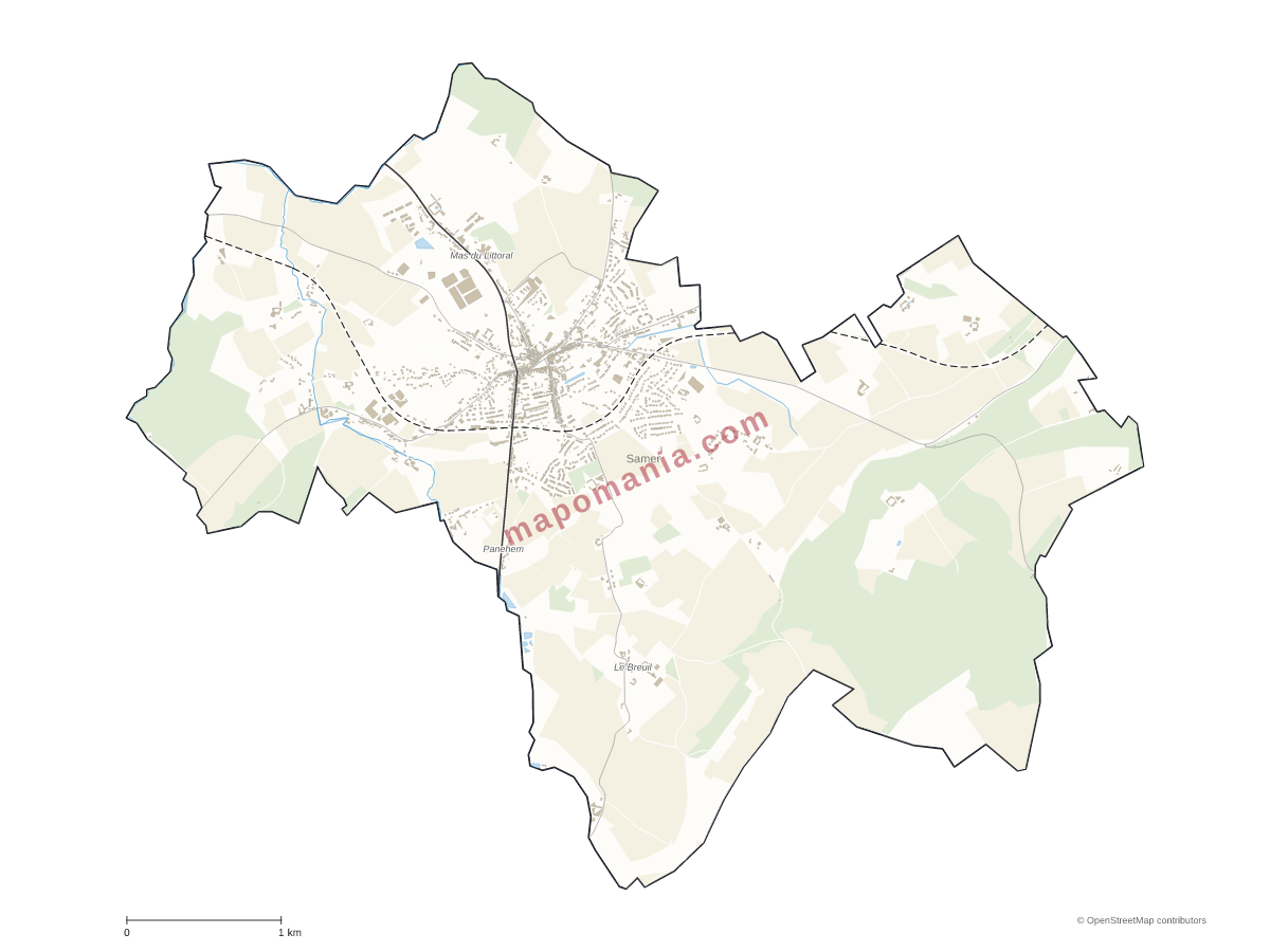 Carte de Samer à personnaliser