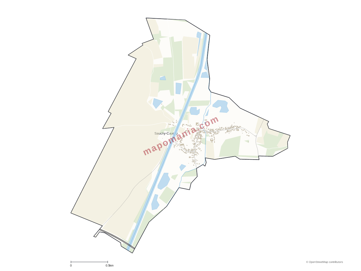 Carte de Sauchy-Cauchy à personnaliser