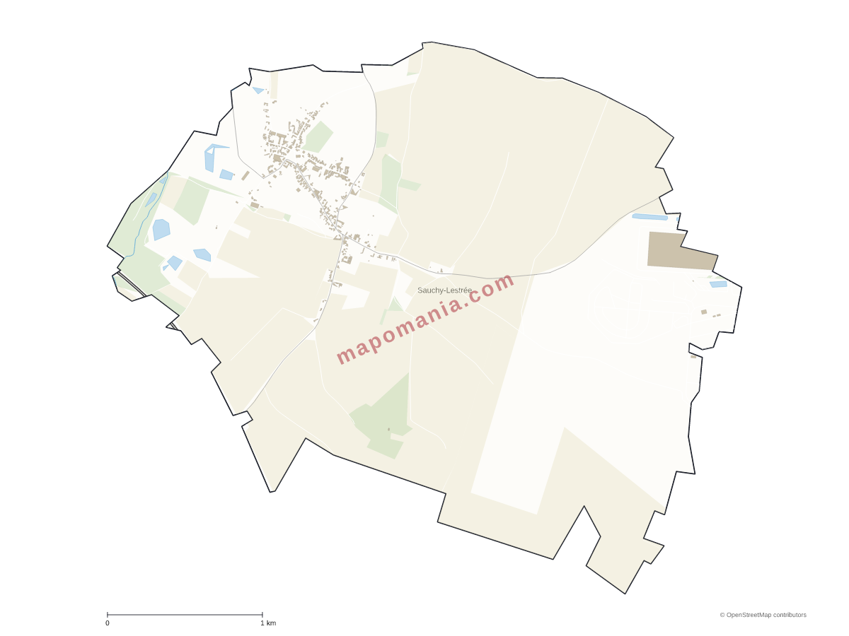 Carte de Sauchy-Lestrée à personnaliser