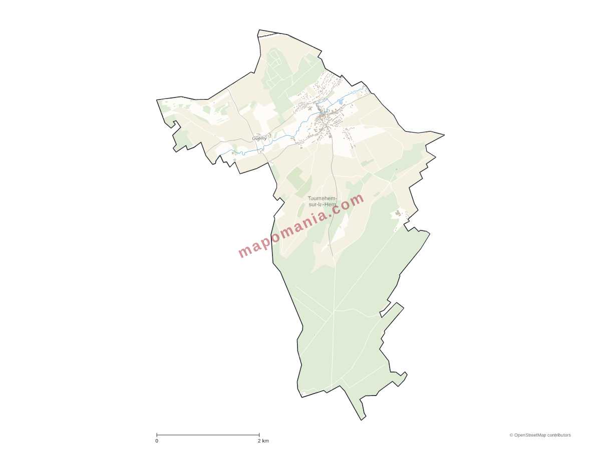 Carte de Tournehem-sur-la-Hem à personnaliser