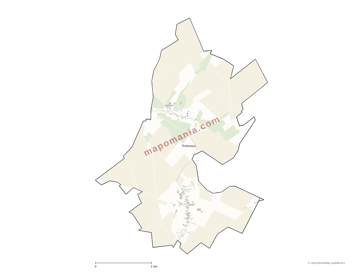 Carte de Troisvaux à personnaliser
