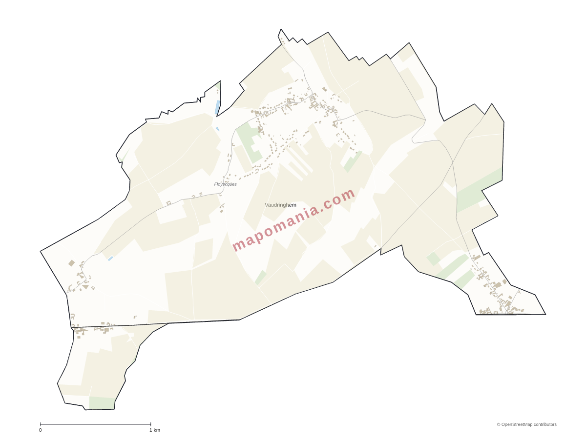 Carte de Vaudringhem à personnaliser
