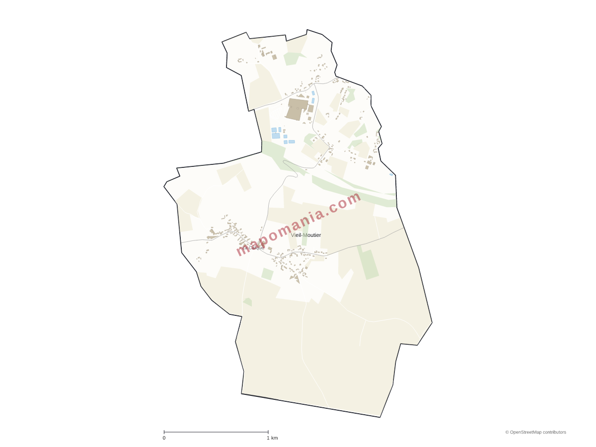 Carte de Vieil-Moutier à personnaliser