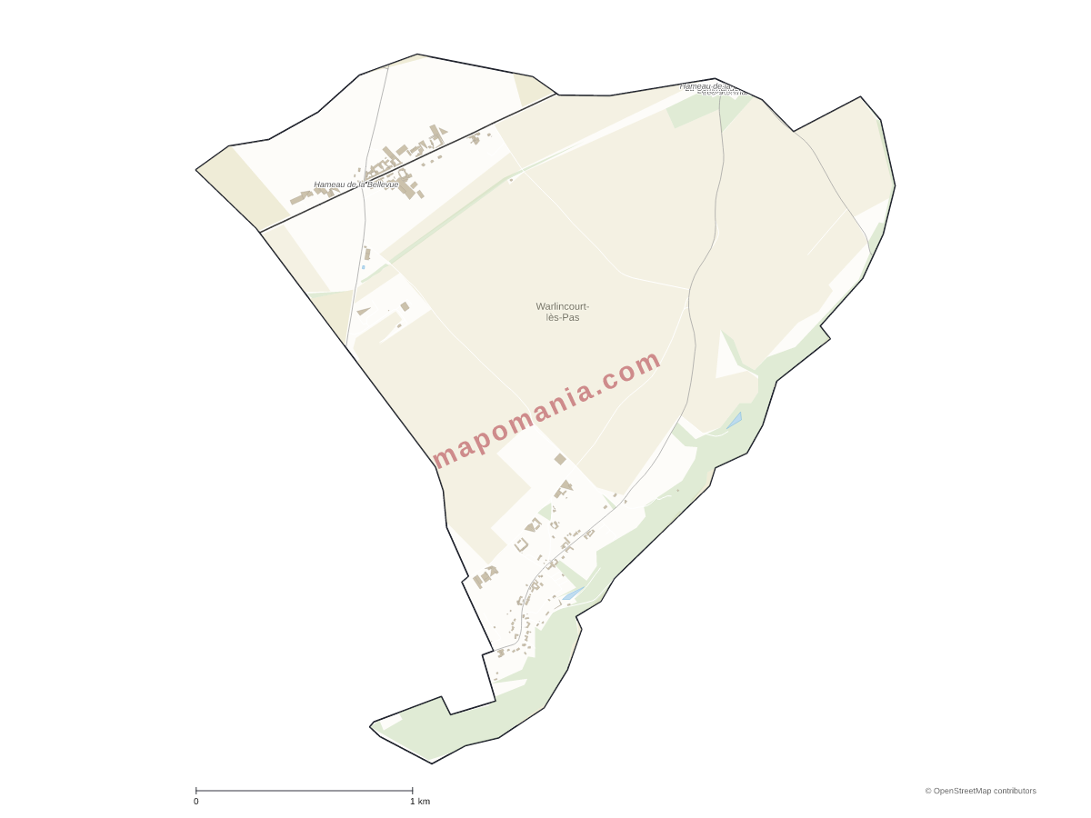 Carte de Warlincourt-lès-Pas à personnaliser