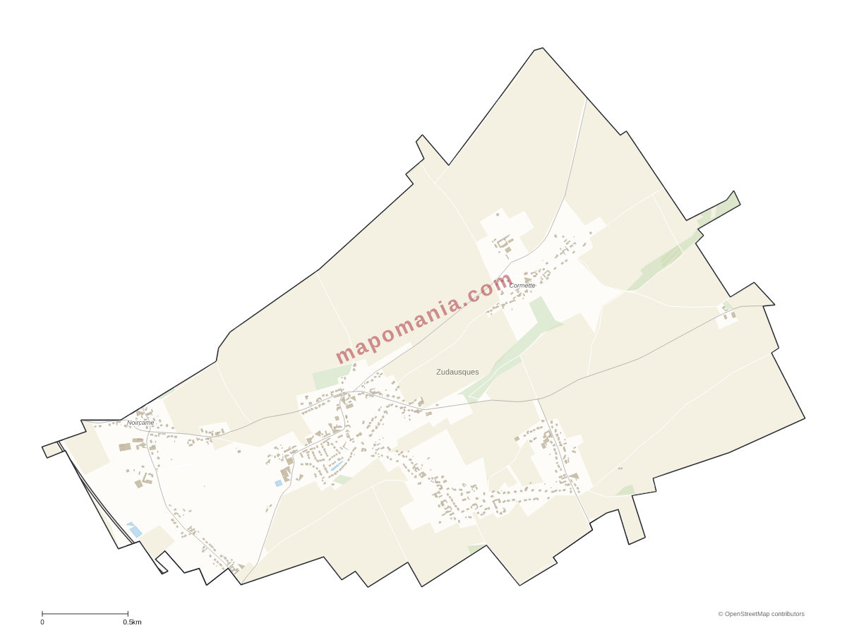 Carte de Zudausques à personnaliser