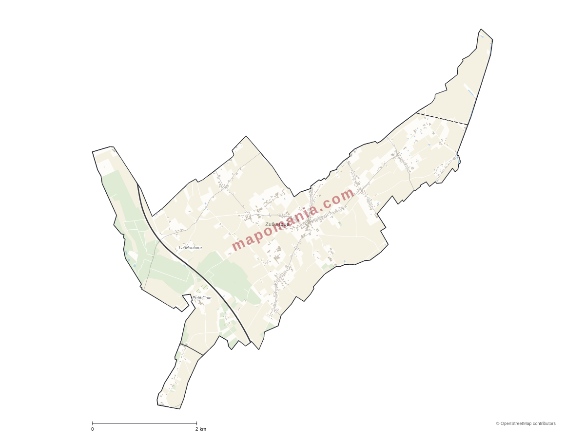Carte de Zutkerque à personnaliser