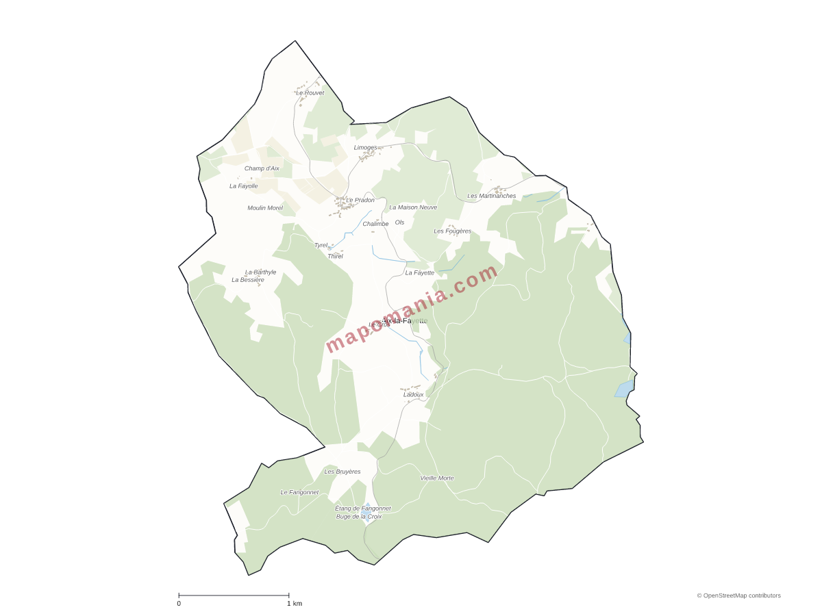 Carte de Aix-la-Fayette à personnaliser