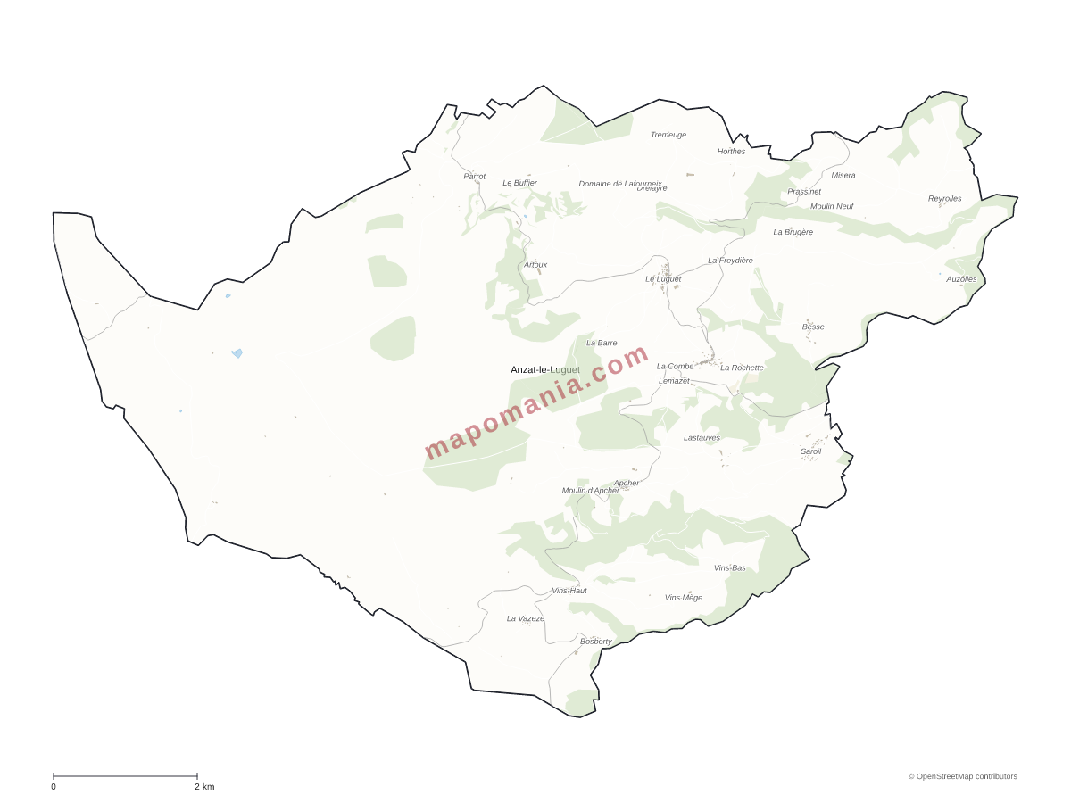 Carte de Anzat-le-Luguet à personnaliser