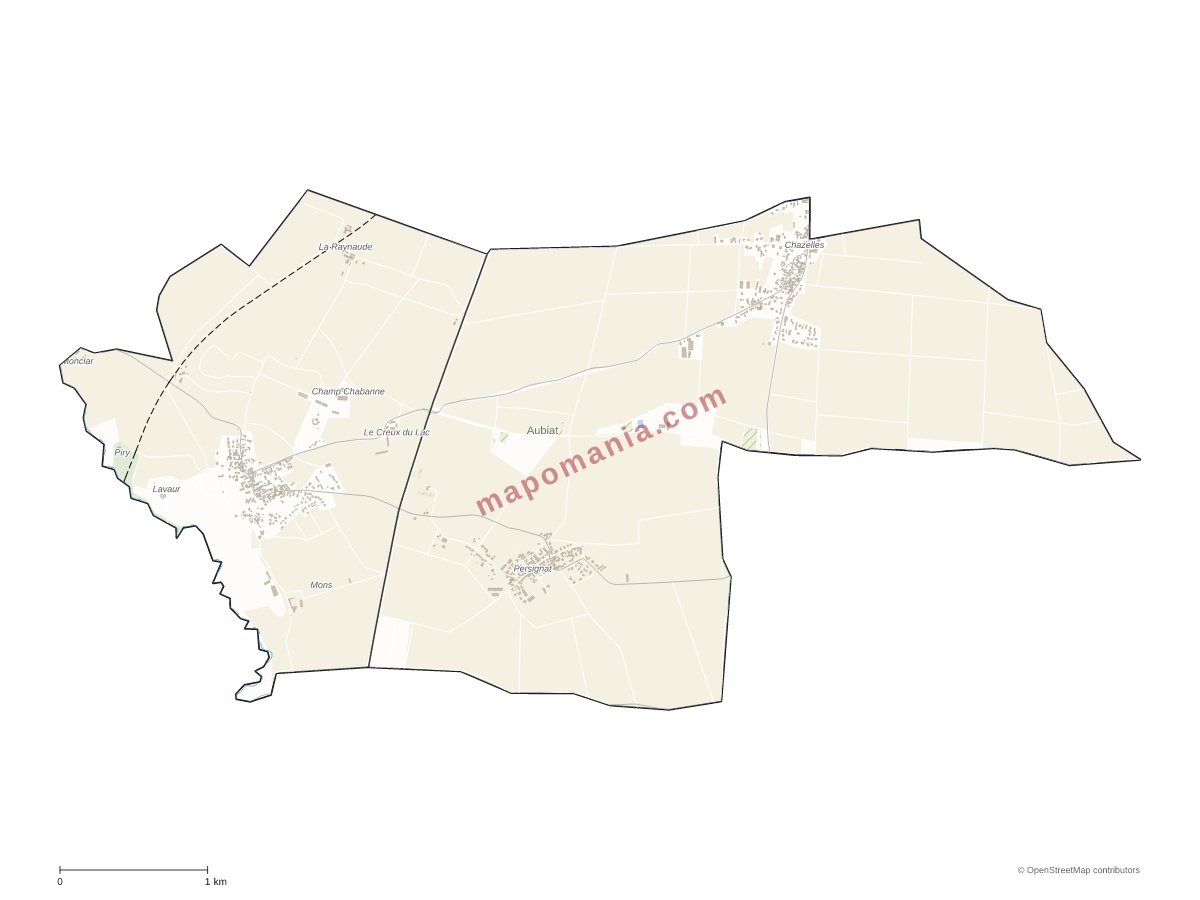 Carte de Aubiat à personnaliser