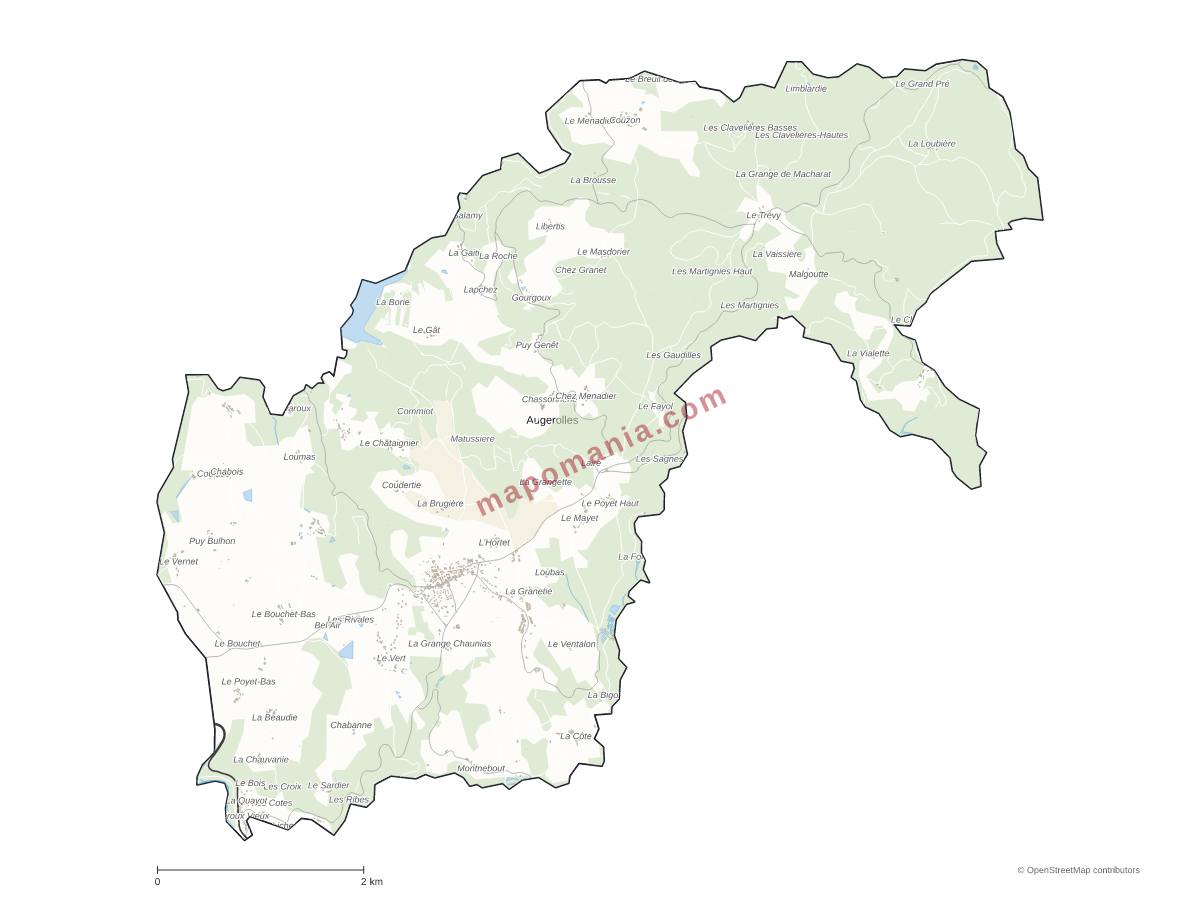Carte de Augerolles à personnaliser